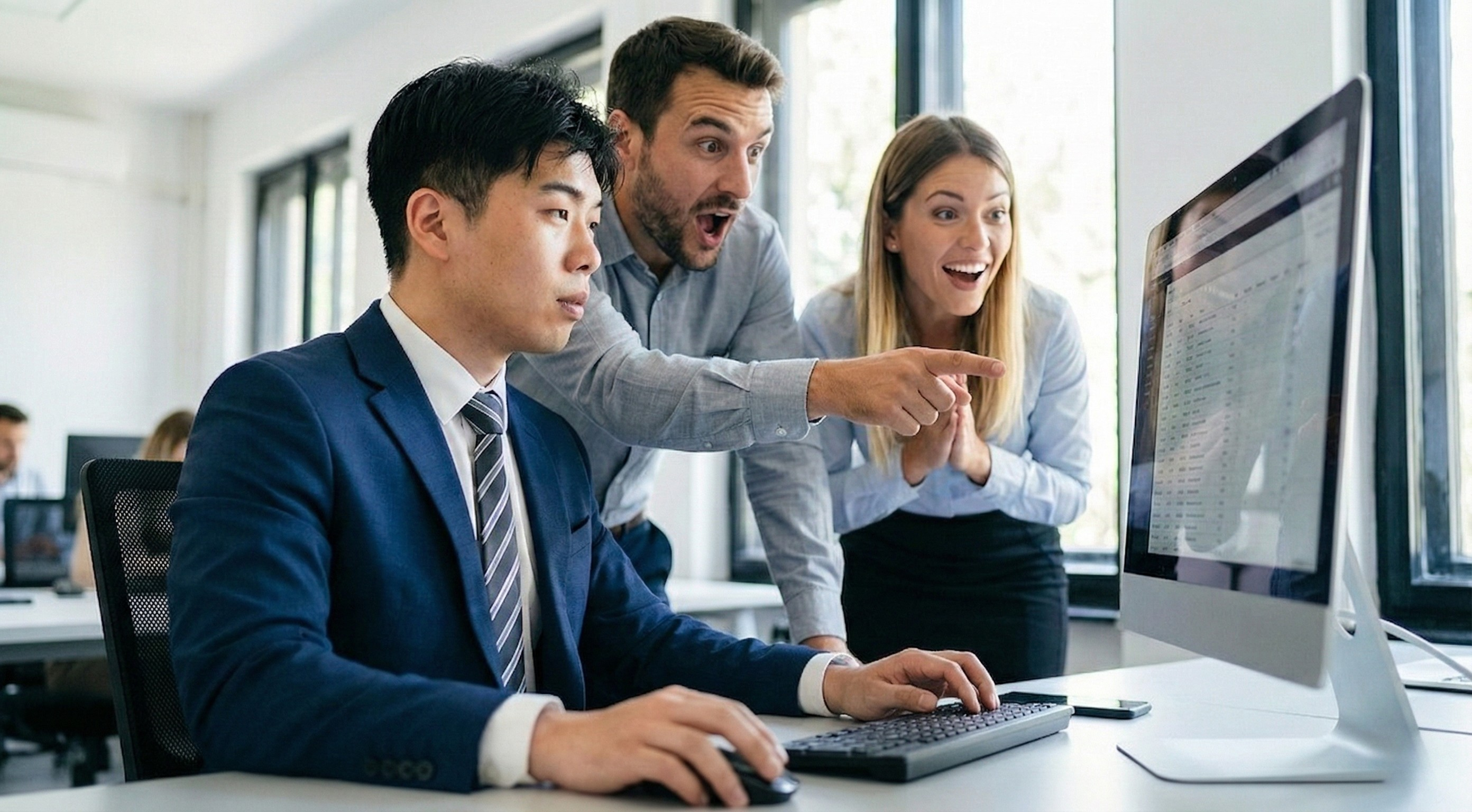 画面を見ながら実演している様子