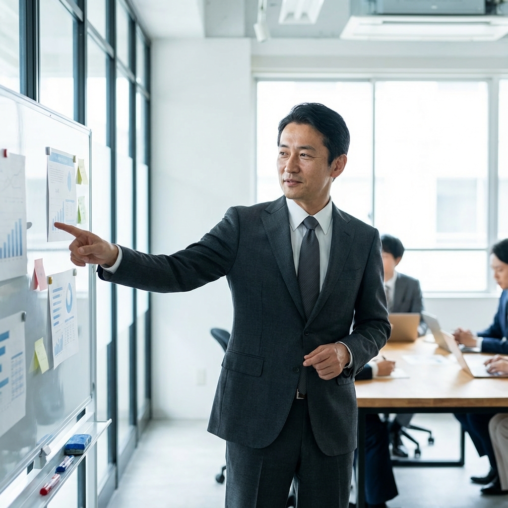 方針を決定する経営者